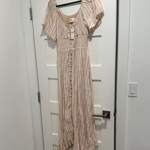 Anthropologie Blush Striped Maxi Dress